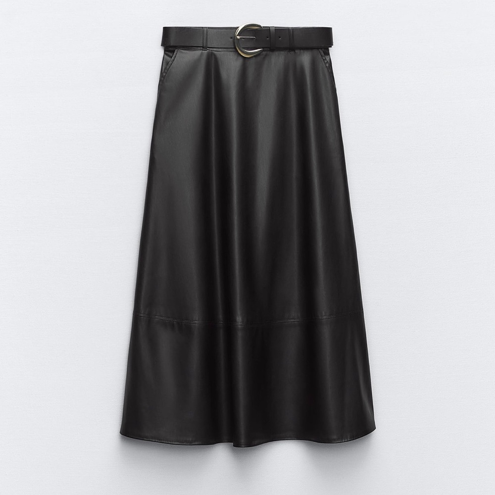 NWT zara midi skirt leather